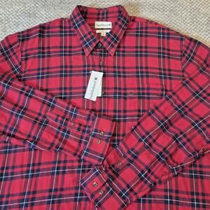 Saddlebred Long Sleeve Flannel Men's 3XLT Button Down Shirt Classic Red Plaid